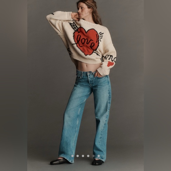 Anthropologie Maeve Lovestruck Crewneck Sweater Long Sleeve XL - Picture 5 of 8